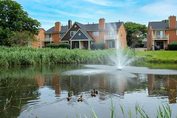 Picturesque fountain pond